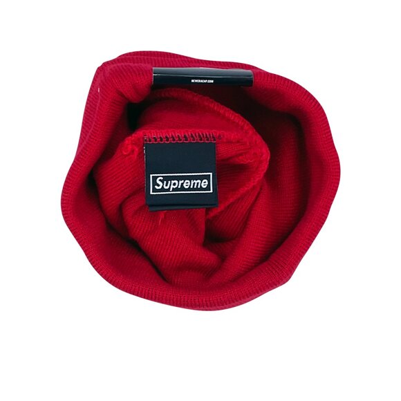 Supreme x New Era FW20 Cross Box Logo Beanie Red - Picture 3 of 5